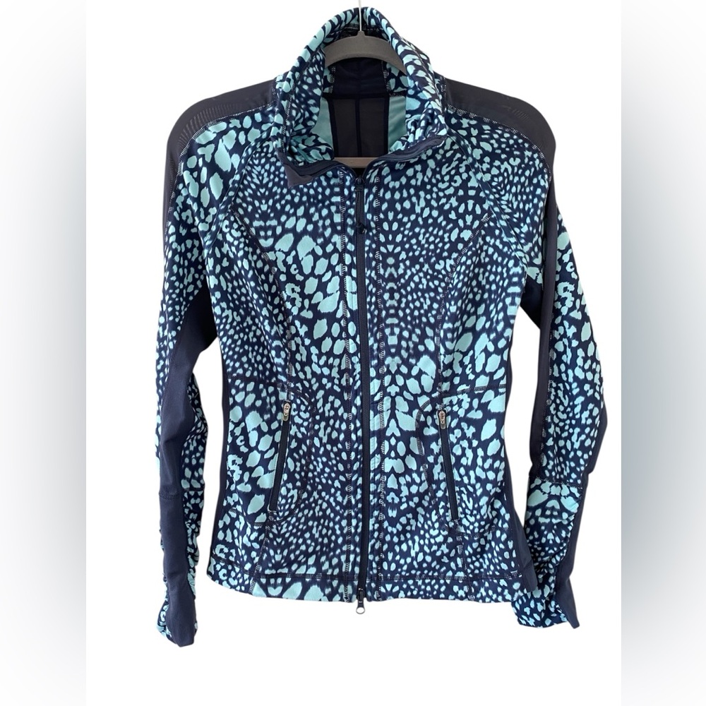 Zella Teal and Gray Animal Print Jacket Size Small